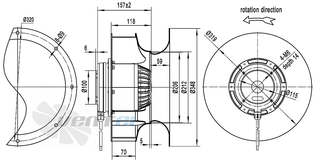 Габаритные размеры AFL B2D315-118A-ATA0 0.8 кВт