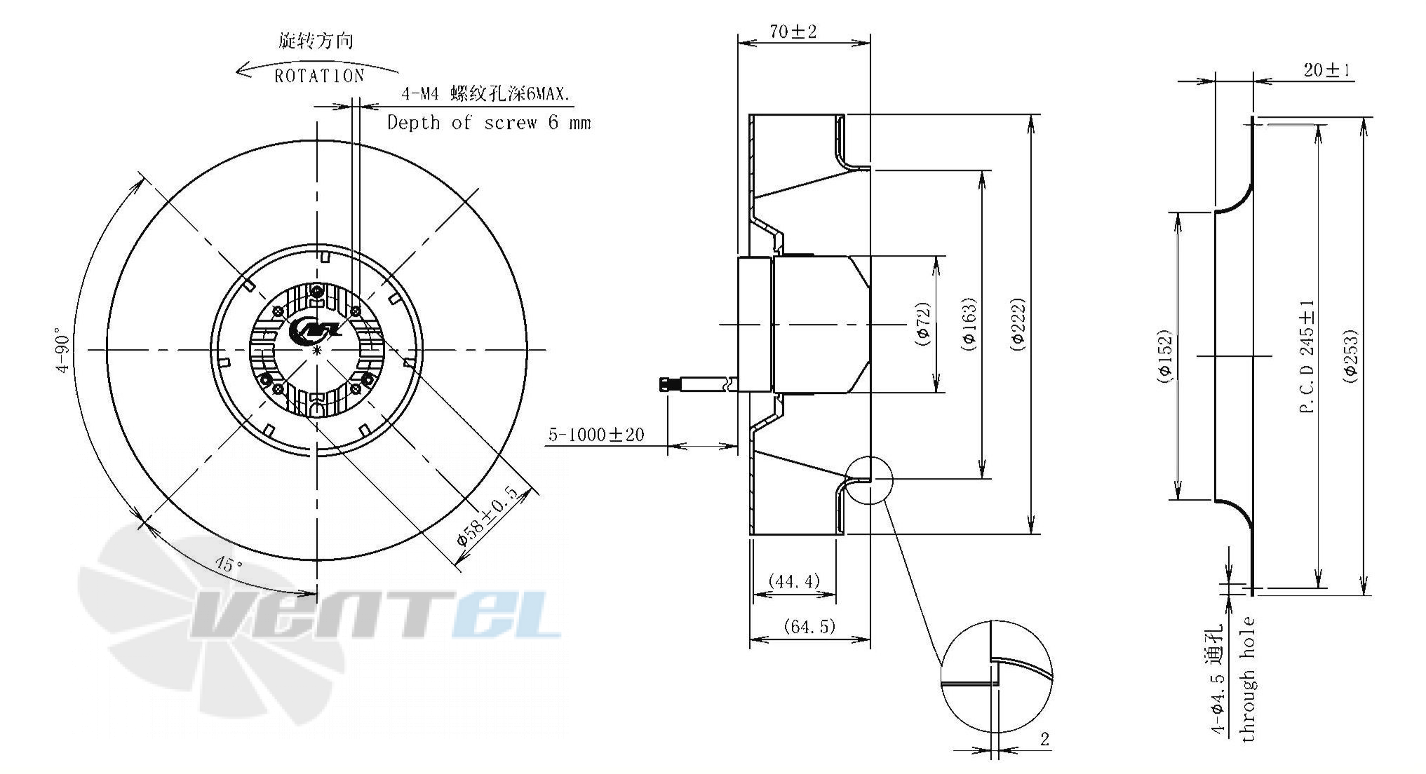 Габаритные размеры AFL B3P220-DC072-002 0.075 кВт