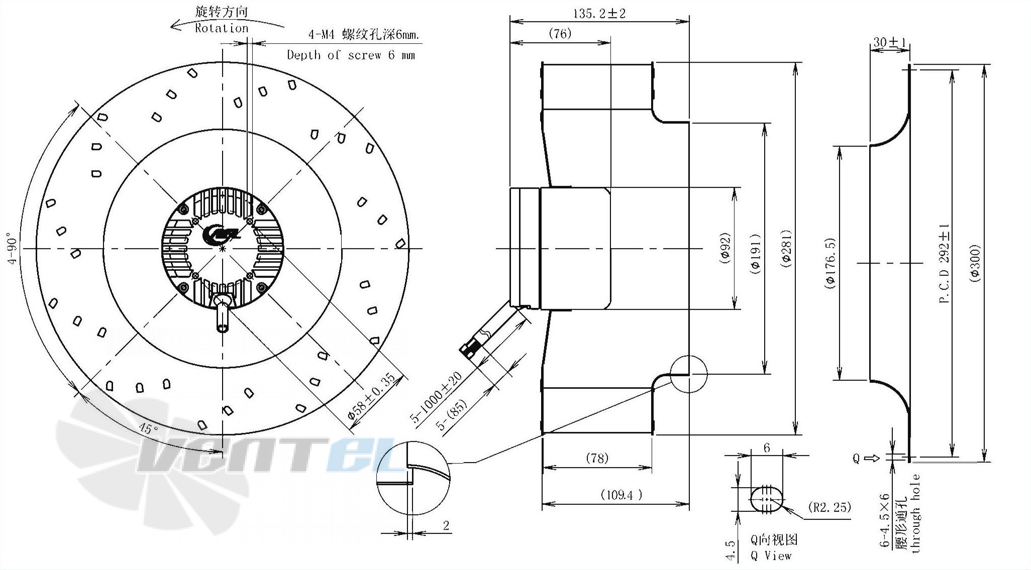 Габаритные размеры AFL B3P280-DC092-005 0.13 кВт