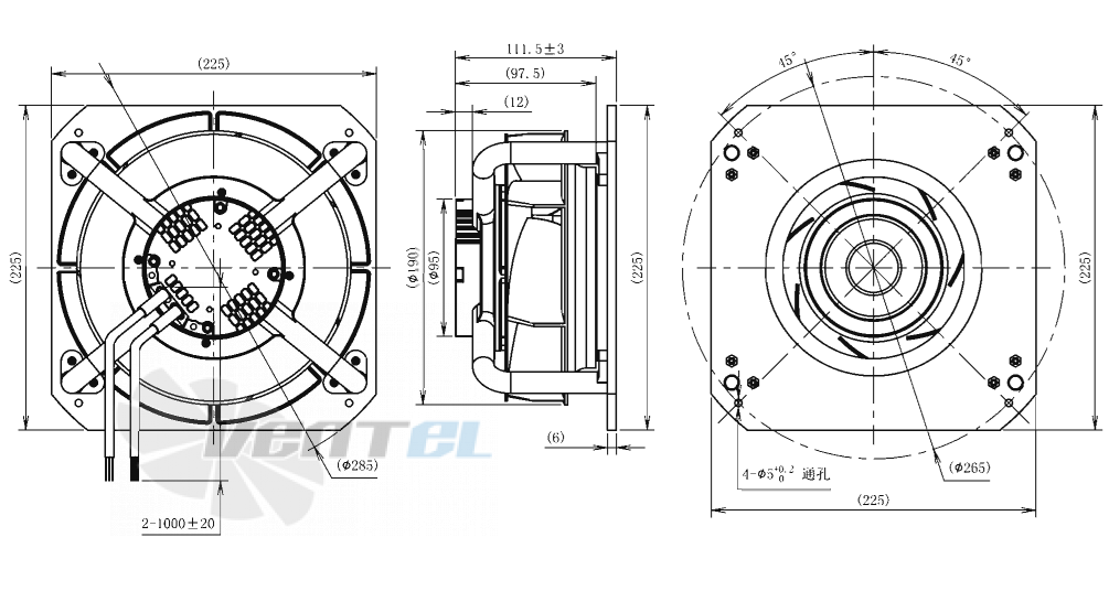Габаритные размеры AFL B3P190-EC072-005 0.1 кВт