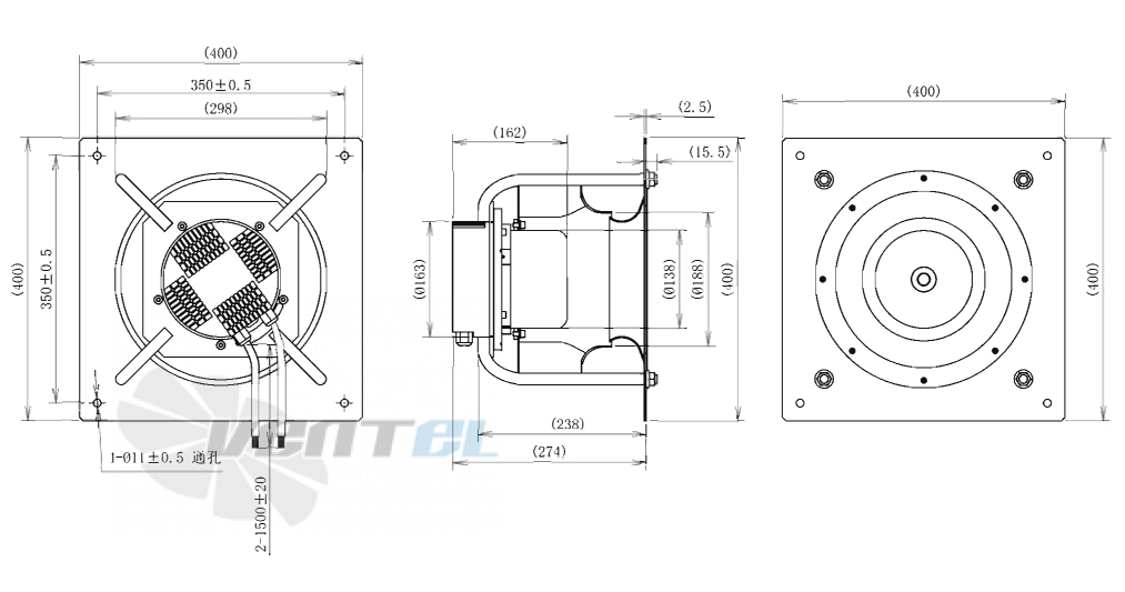 Габаритные размеры AFL B3P280-EC137-010 0.78 кВт