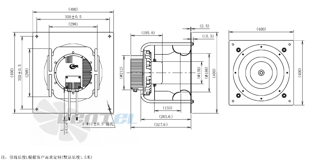 Габаритные размеры AFL B3P280-EC137-901 1.1 кВт