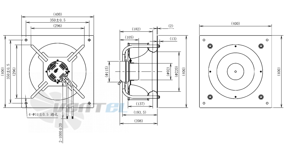 Габаритные размеры AFL B3P310-EC092-013 0.17 кВт