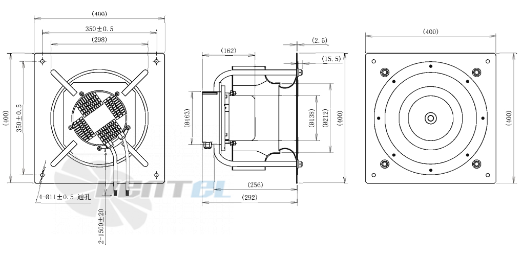 Габаритные размеры AFL B3P310-EC137-010 0.98 кВт