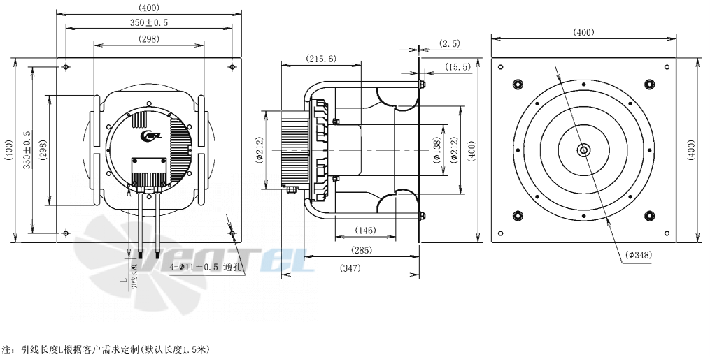 Габаритные размеры AFL B3P310-EC137-901 1.4 кВт