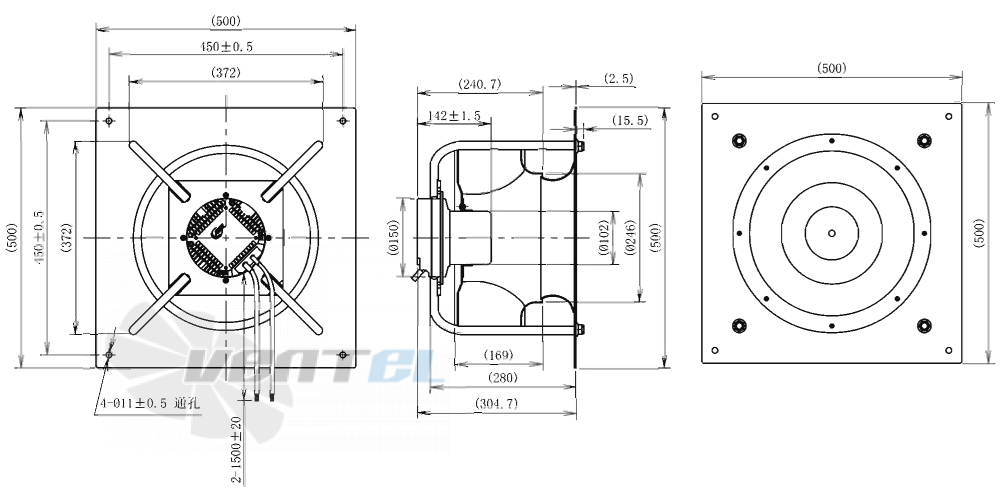 Габаритные размеры AFL B3P355-EC102-013 0.31 кВт