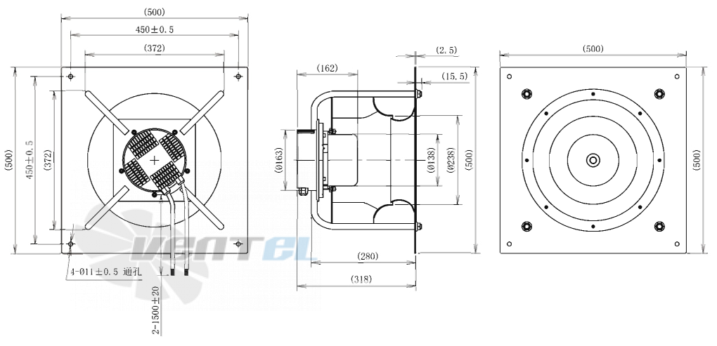 Габаритные размеры AFL B3P355-EC137-010 0.99 кВт