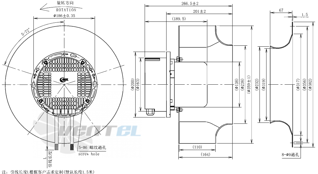Габаритные размеры AFL B3P355-EC137-200 0.9 кВт