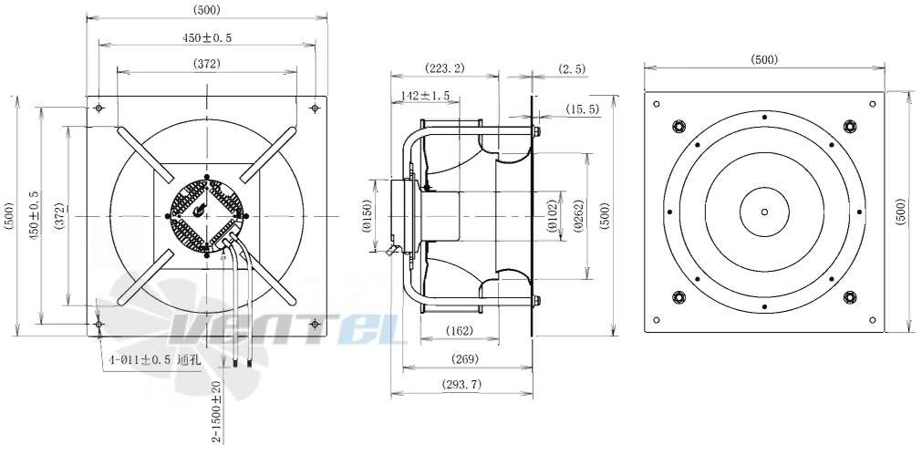 Габаритные размеры AFL B3P400-EC102-013 0.33 кВт