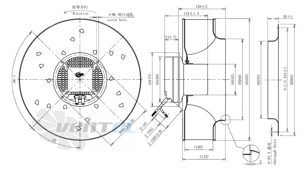 Габаритные размеры AFL B3P400-EC102-100 0.22 кВт