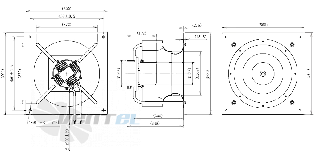 Габаритные размеры AFL B3P400-EC137-010 0.72 кВт