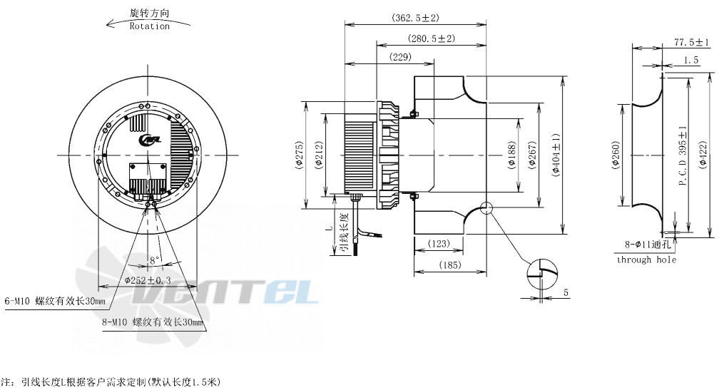 Габаритные размеры AFL B3P400-EC188-001 2.5 кВт