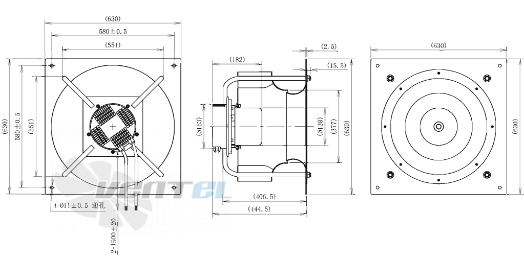 Габаритные размеры AFL B3P560-EC137-010 0.77 кВт