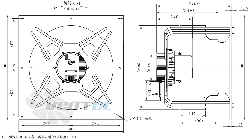 Габаритные размеры AFL B3P630-EC188-010 2.7 кВт