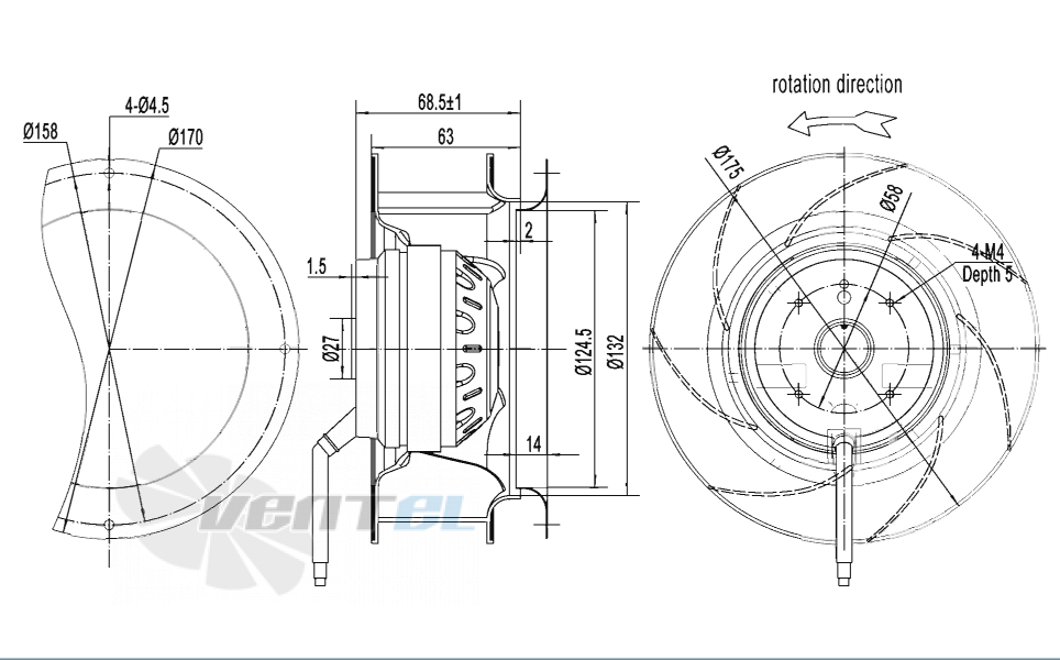 Габаритные размеры AFL B2E175-063A-AA00 0.05 кВт