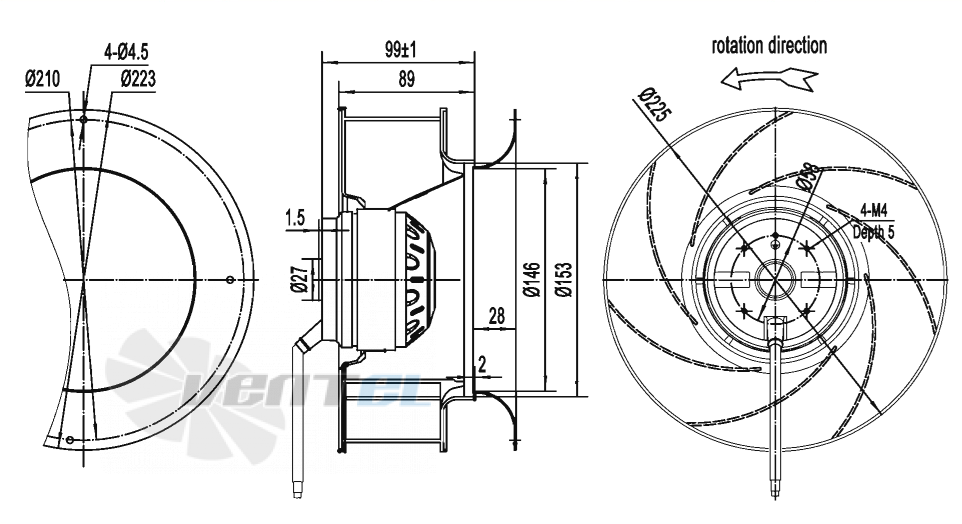 Габаритные размеры AFL B4E225-089A-AC00 0.04 кВт