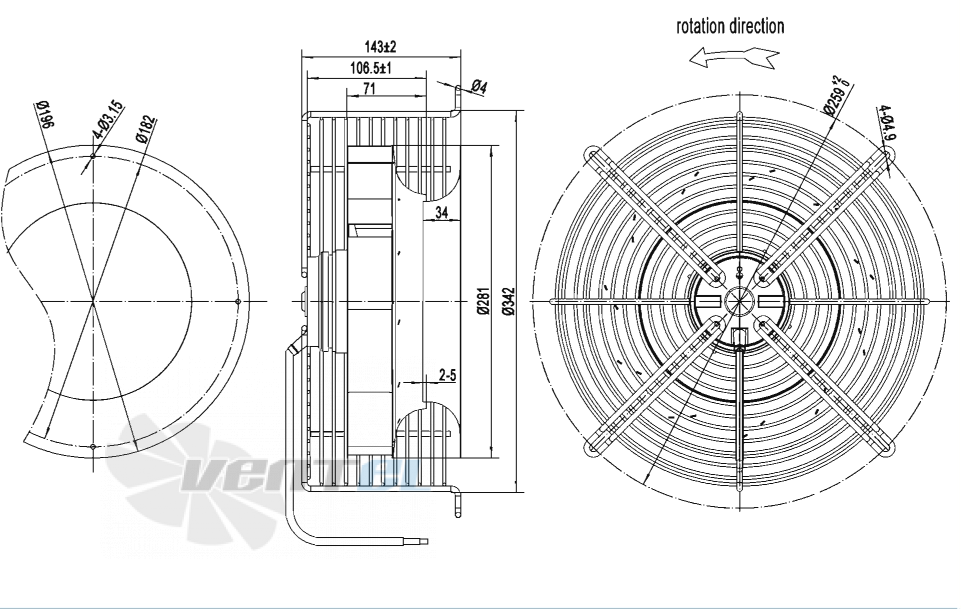 Габаритные размеры AFL B2E280-071J-AGW0 0.23 кВт