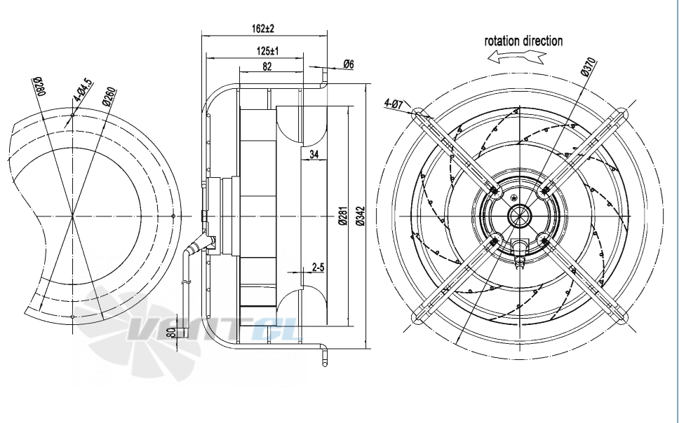 Габаритные размеры AFL B2E280-081J-AMW0 0.29 кВт