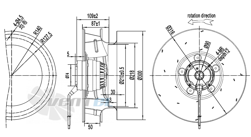 Габаритные размеры AFL B4E315-087A-AL00 0.09 кВт