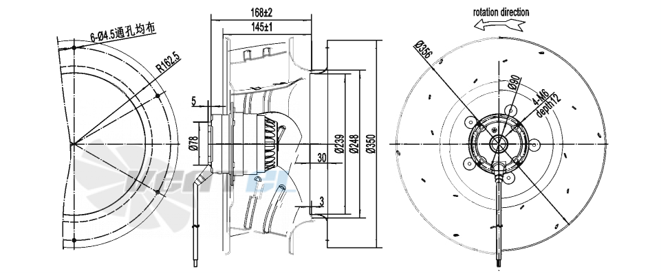 Габаритные размеры AFL B4E355-145A-AM00 0.16 кВт