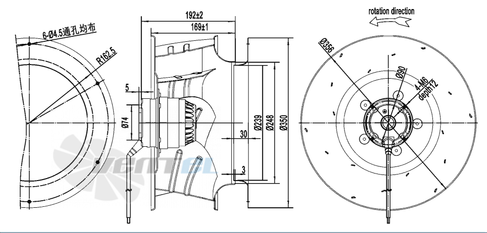 Габаритные размеры AFL B4E355-169A-AN00 0.21 кВт