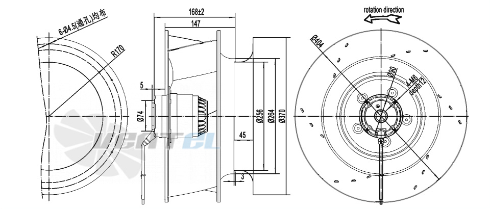 Габаритные размеры AFL B6E400-147A-AN00 0.13 кВт