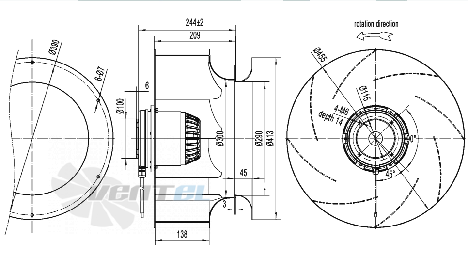 Габаритные размеры AFL B4D450-209A-AT00 0.80 кВт