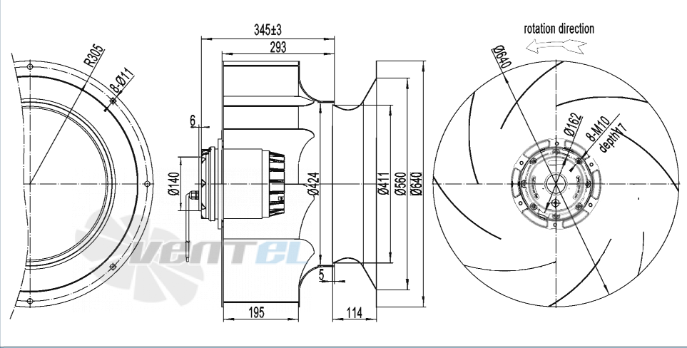 Габаритные размеры AFL B6D630-293A-AX00 1.5 кВт