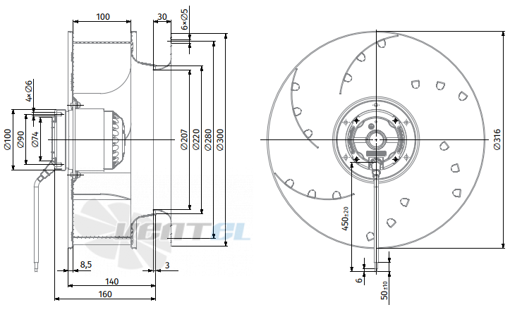 Габаритные размеры Blauberg BL-B310B-4D-L01-01