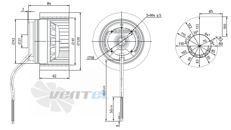 Габаритные размеры Blauberg BL-F120A-2E-A01-01