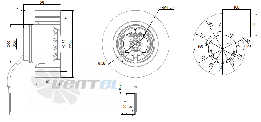 Габаритные размеры Blauberg BL-F160A-2E-D02-01