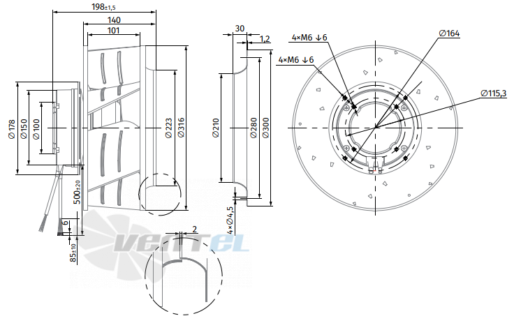 Габаритные размеры Blauberg BL-B310B-EC-02