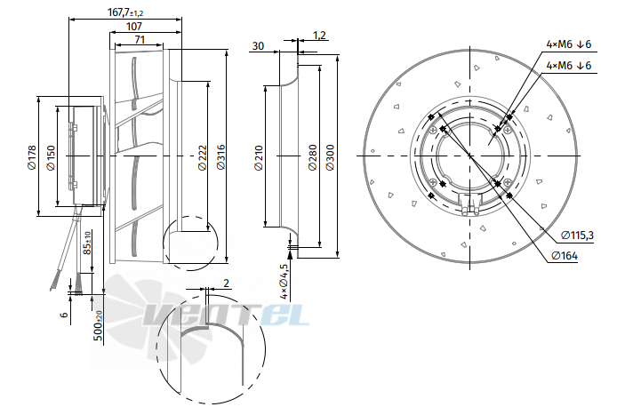 Габаритные размеры Blauberg BL-B310A-EC-04
