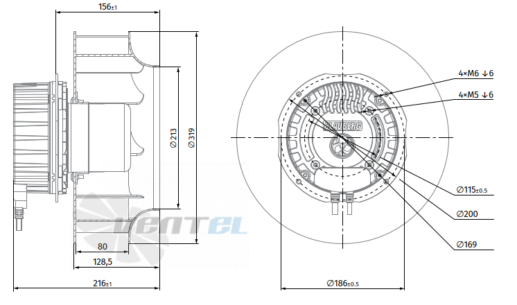 Габаритные размеры Blauberg BX310-EE-C000