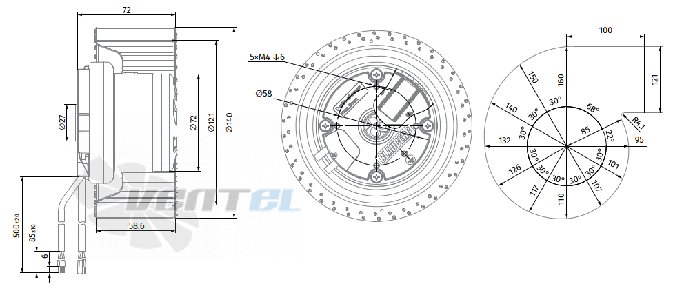 Габаритные размеры Blauberg BL-F140B-EC-02