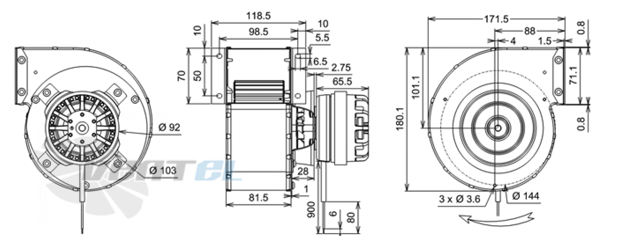Габаритные размеры ECOFIT Q11-05 2GTA15 120*62R