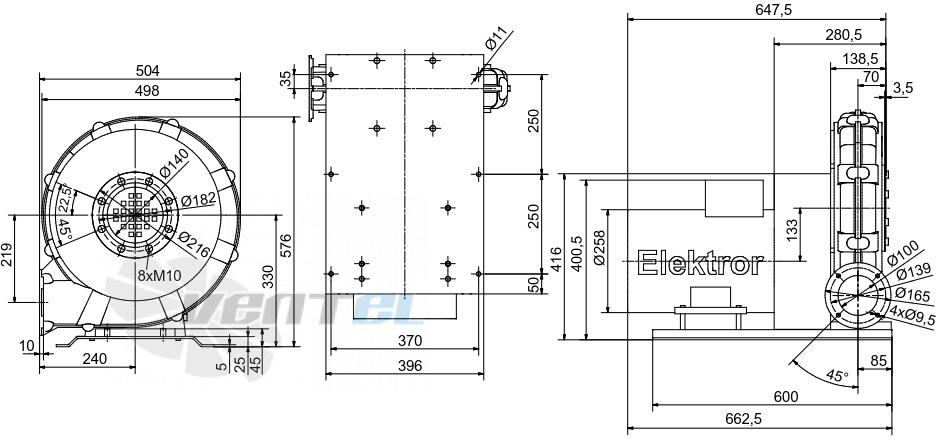 Габаритные размеры Elektror HRD 60/5