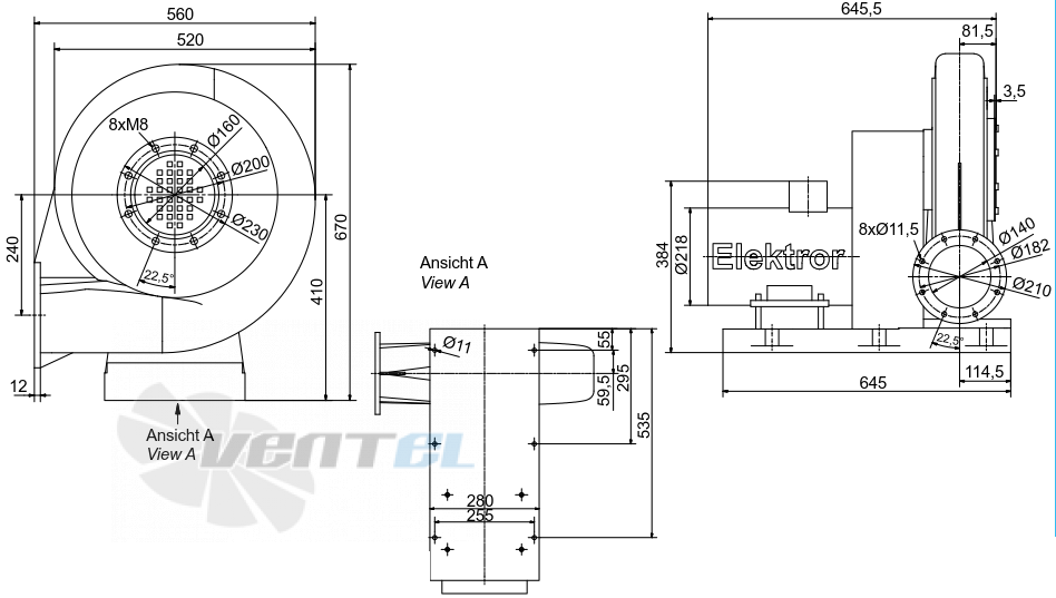 Габаритные размеры Elektror HRD 65/4