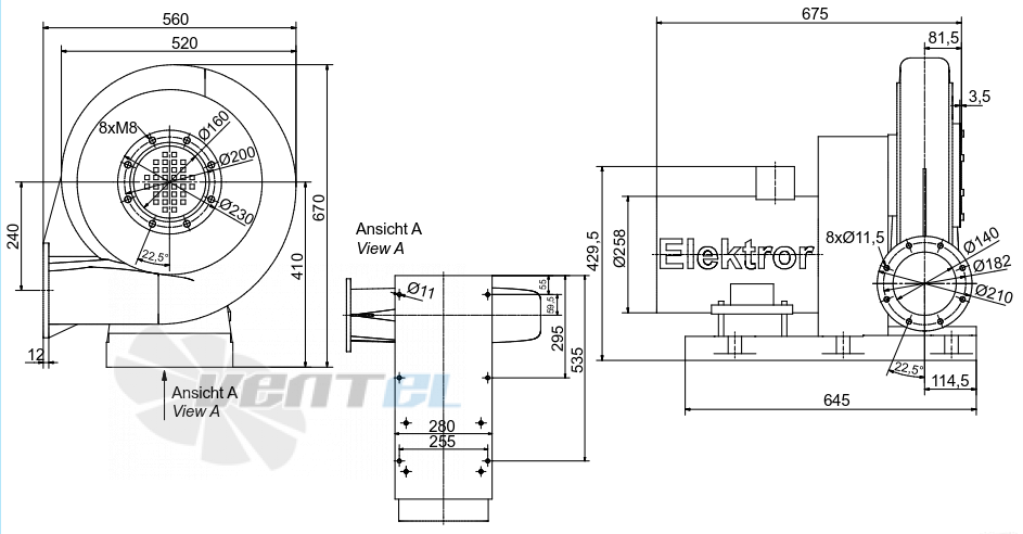 Габаритные размеры Elektror HRD 65/5