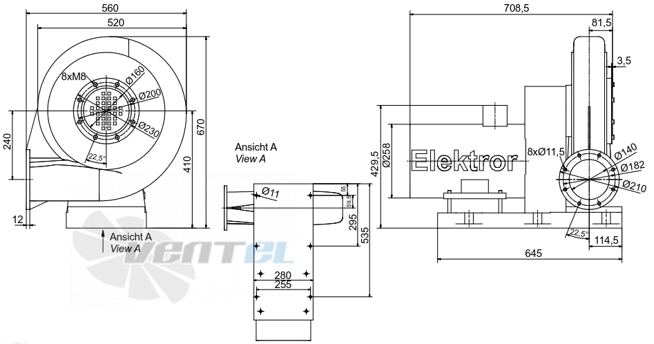 Габаритные размеры Elektror HRD 65/7
