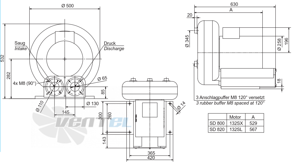 Габаритные размеры Elektror SD 800