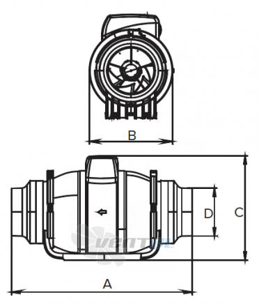 Чертеж и габаритные размеры ERA PRO TYPHOON 100 2SP