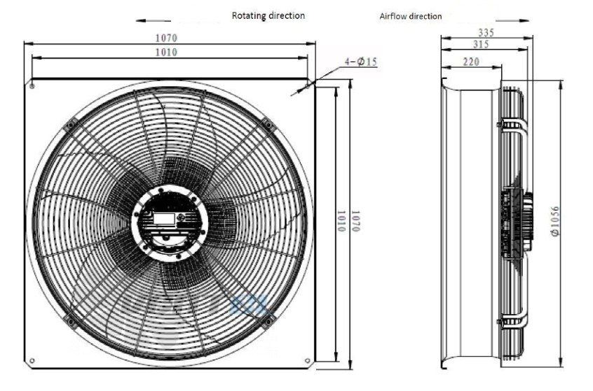 Присоединительные размеры Fans-tech AF910F5-150 