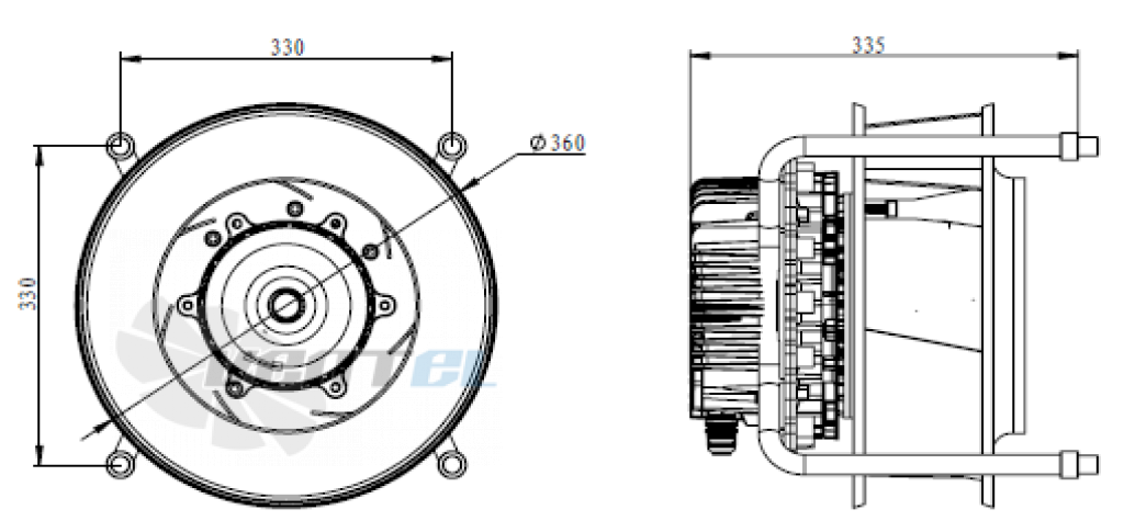 Присоединительные размеры Fans-tech SC355F5-112 