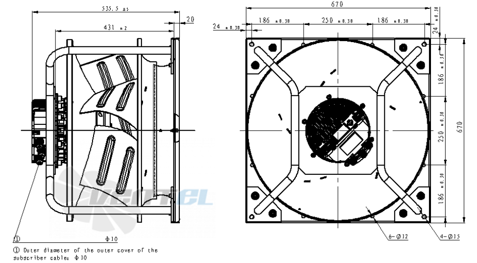 Присоединительные размеры Fans-tech SC560F5-150-008 