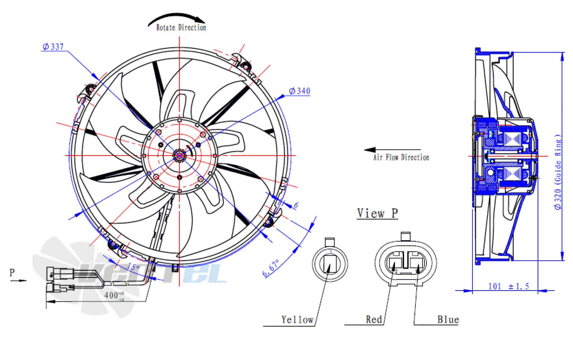 Присоединительные размеры Fans-tech AR300D3-DD0-02 осевой DC