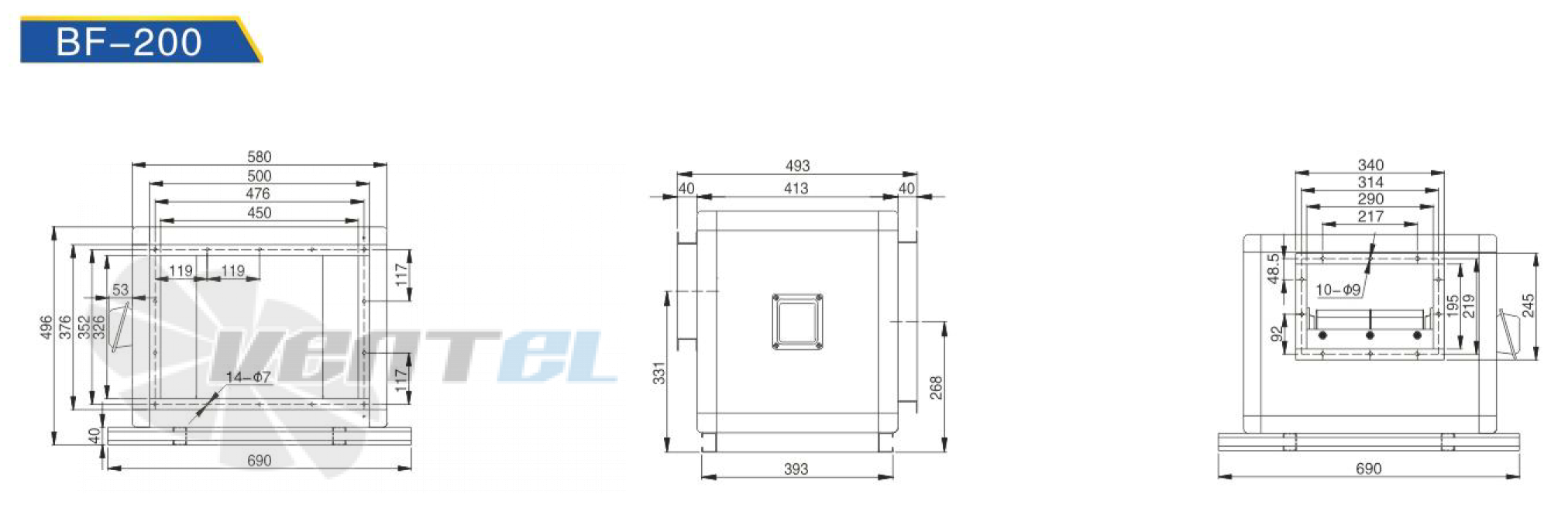 Чертеж HANGDA BF4E-200