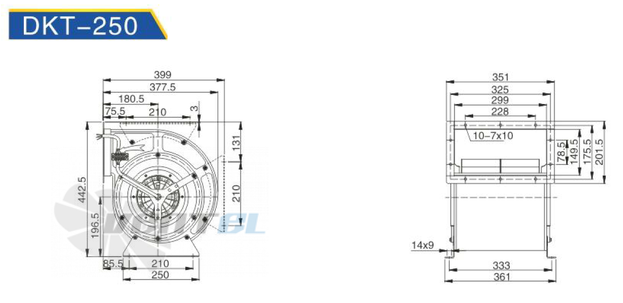 Чертеж HANGDA DKT4E-250