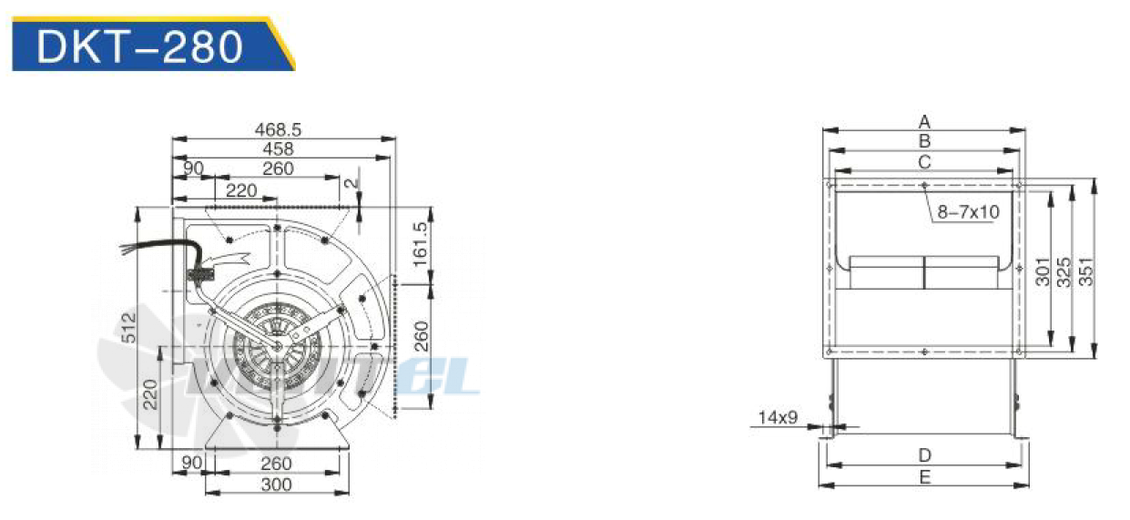 Чертеж HANGDA DKT4D-280LS