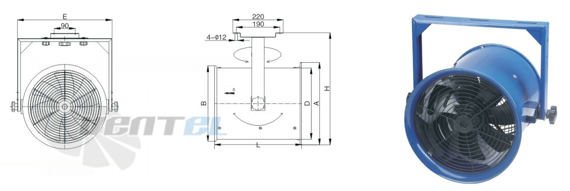Чертеж HANGDA YWF4D-400